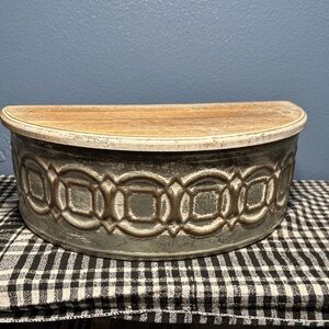 Decorative Half-Moon Metal and Wood Shelf